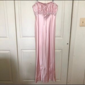 Precious pink satin vintage prom dress